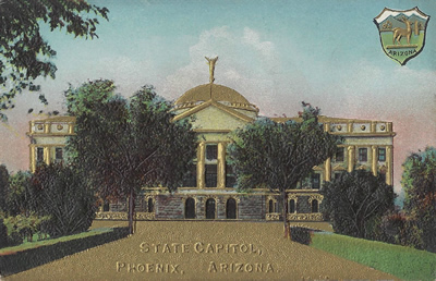 Gold embossed view of the Arizona capitol