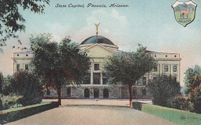 Arizona capitol front with a black dome