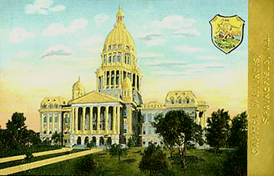 Illinois capitol with gold embossing